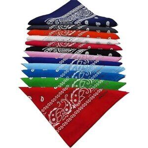 Cotton Paisley Bandanas 12 Pack Large 22x22 Headwear Face Mask Scarf Men Women
